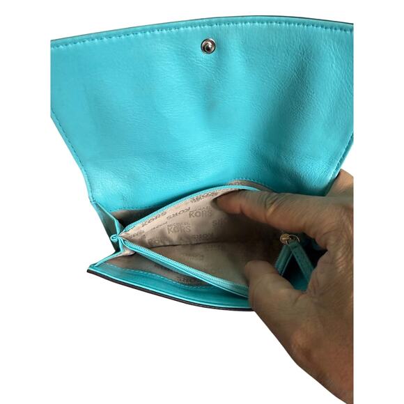 Michael Kors Brookville Leather Wallet Aqua Beauty*Large Organizer - Picture 9 of 12